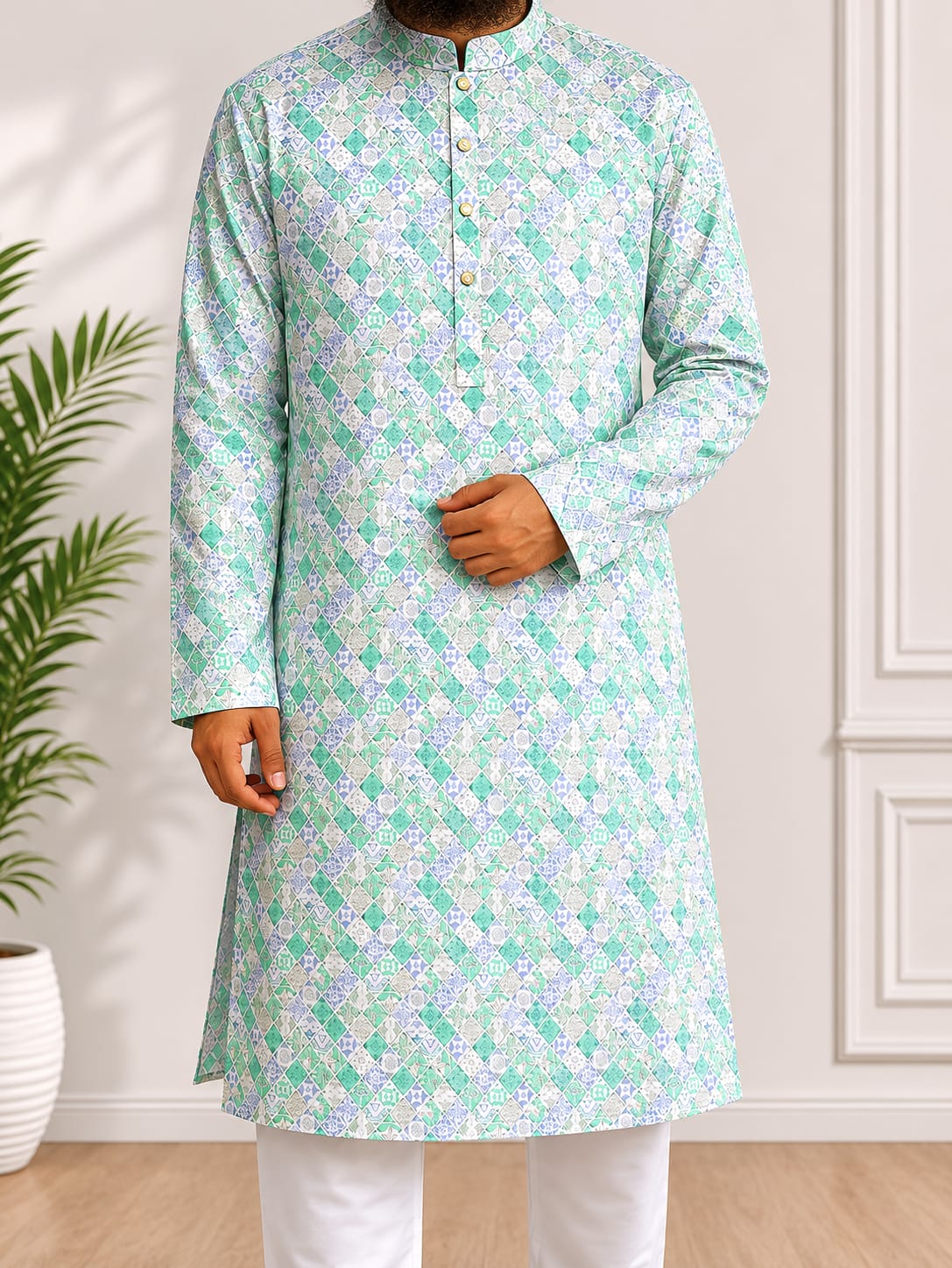 Premium Cotton Print Panjabi